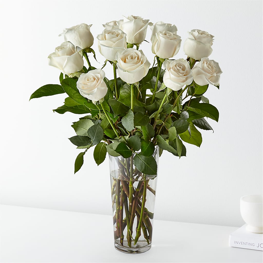 Long Stem White Rose Bouquet – The Flower House, Eunice LA