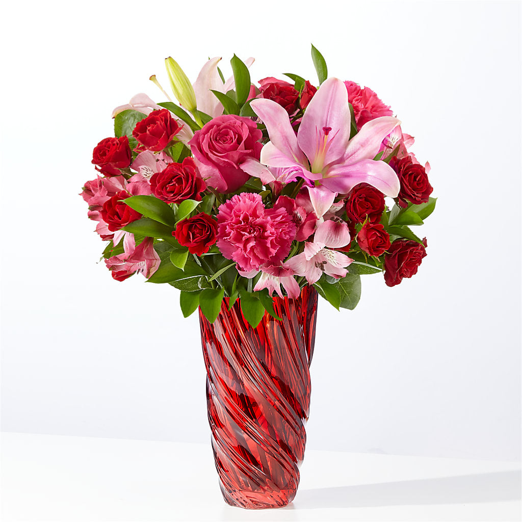 In Love Bouquet with Luxe Swirl Vase – The Flower House, Eunice LA
