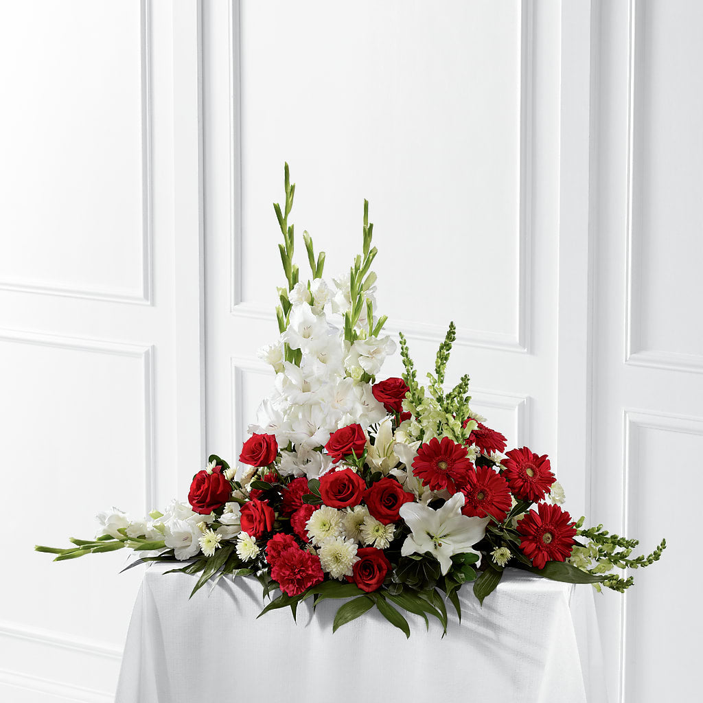 Crimson & White Arrangement – The Flower House, Eunice LA