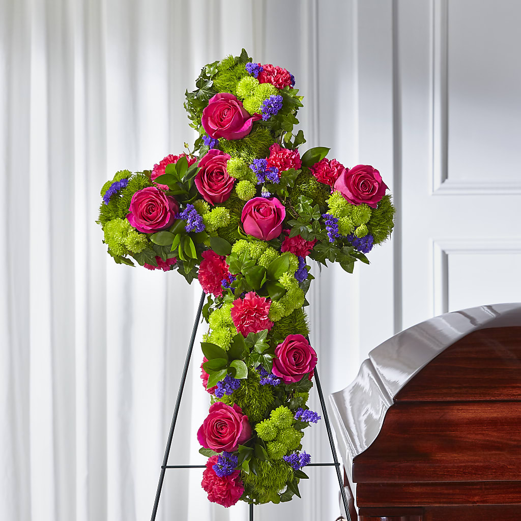 Tribute Rose Floral Cross – The Flower House, Eunice LA