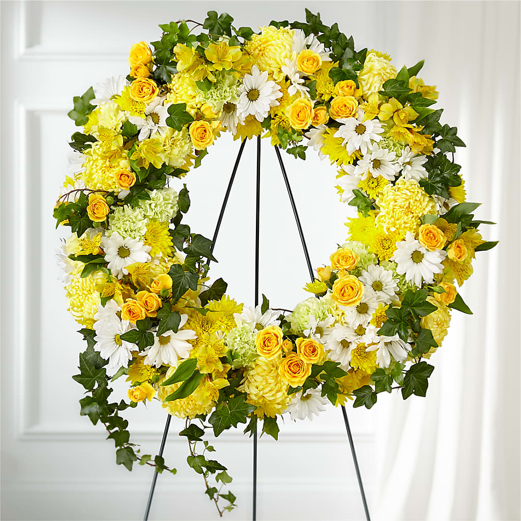 Golden Remembrance Wreath – The Flower House, Eunice LA