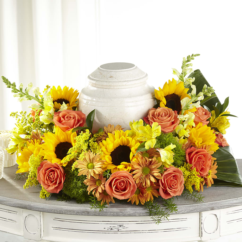 Faithful Sunflower Cremation Adornment – The Flower House, Eunice LA