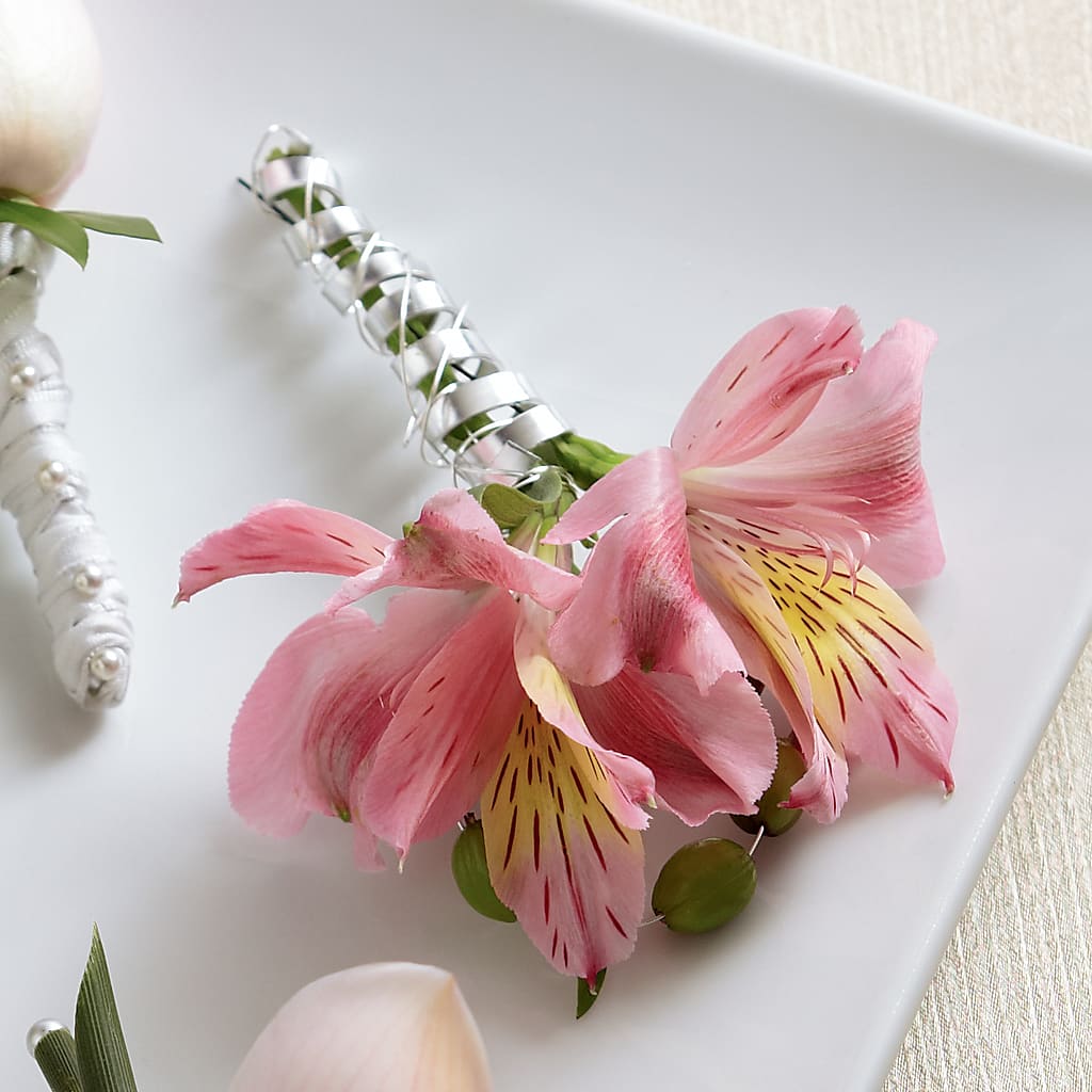 Pink Peruvian Lily Boutonniere – The Flower House, Eunice LA
