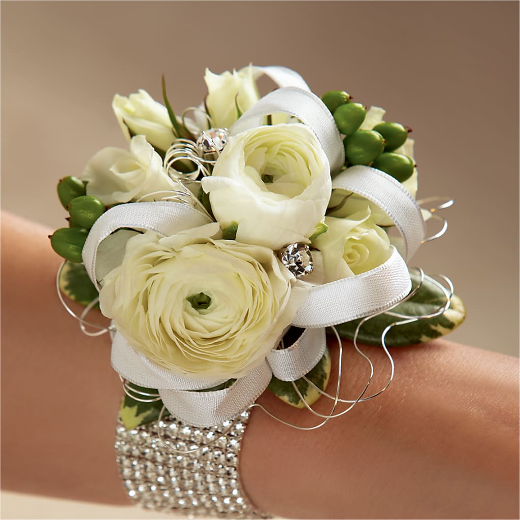 White Wedding Corsage – The Flower House, Eunice LA