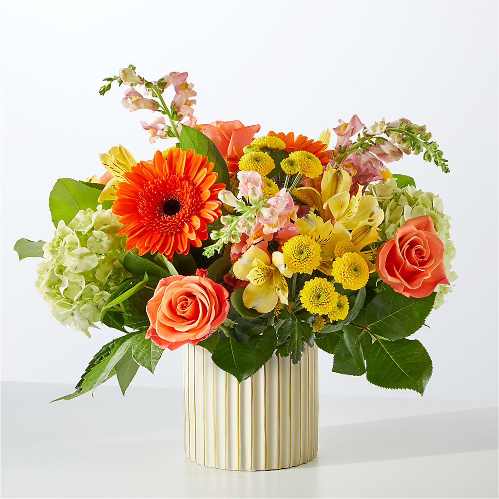 Autumn Sunshine Bouquet with Ivory Vase –  The Flower House, Eunice LA