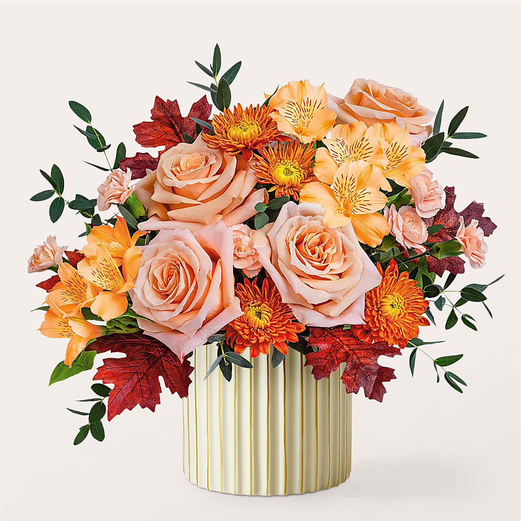 Spiced Latte Bouquet with Ivory Vase –  The Flower House, Eunice LA