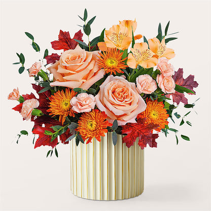 Spiced Latte Bouquet with Ivory Vase –  The Flower House, Eunice LA