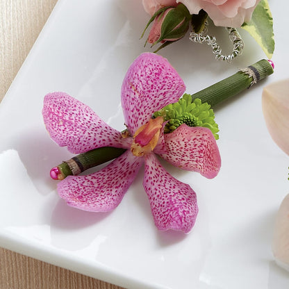 Pink Mokara Boutonniere –  The Flower House, Eunice LA